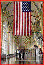 American Flag hangs in Reagan Library