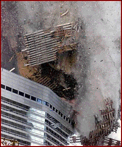 South Tower of WTC crashing to the ground.