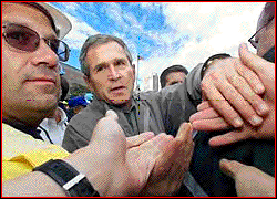 President Bush meets with rescue workers.